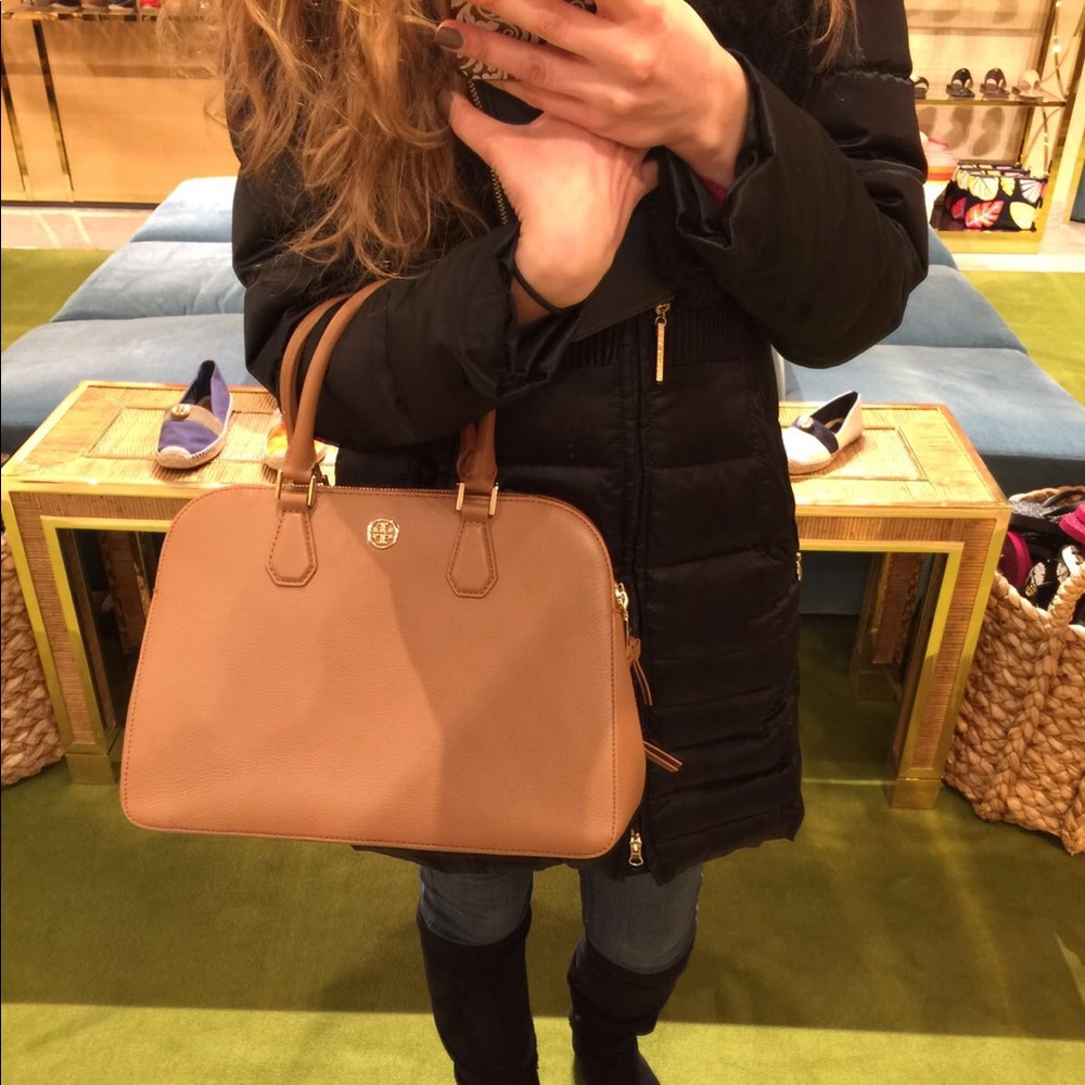 Tory Burch Ronbinson Pebbled Triple Zip Satchel